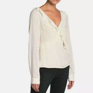 NWT Line & Dot Haylee Ivory Wrap Long Sleeve Blouse size XS